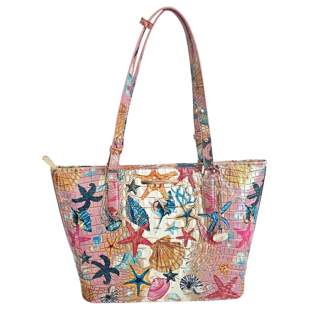 Brahmin Medium Asher Tote Bag Starlight Ombre Melbourne Croc Leather Beach NWOT